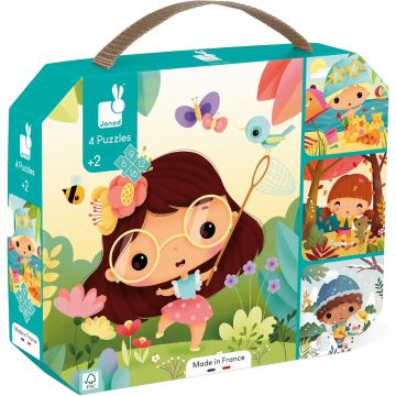 Puzzle pentru copii Janod 4 în 1 - Patru anotimpuri