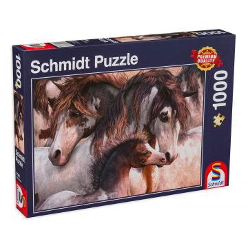 Puzzle Schmidt din 1000 de piese - Familie de cai