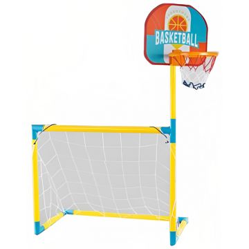 Set 2 în 1 pentru copii Raya Toys - poartă de fotbal cu coș de baschet