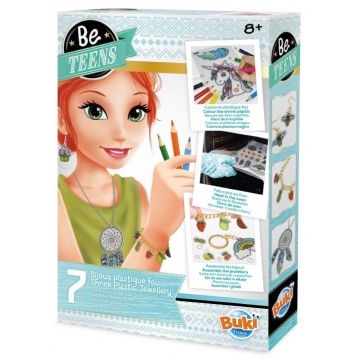 Set creativ Buki France Be Teens - Creați propriile bijuterii din plastic contractabil, 7 piese