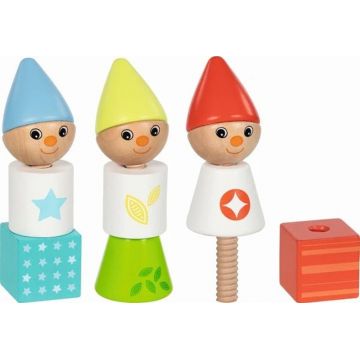 Set figurine din lemn Goki - Pitici pe un șurub