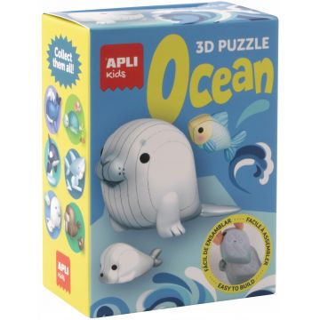 Set puzzle 3D  Apli Kids - Ocean, focă, pui de focă și pește