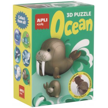 Set puzzle 3D  Apli Kids - Ocean, morsă și morsa-mascul