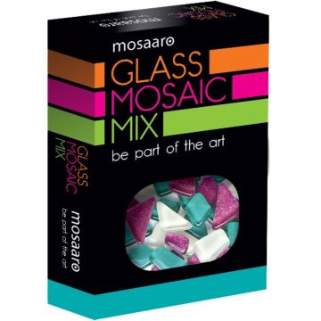 Amestec de mozaic Mosaaro - Alb, turcoaz, sclipici violet
