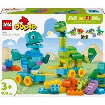Constructor 3 în 1 LEGO Duplo Town - Dinozauri pe roți (10451)