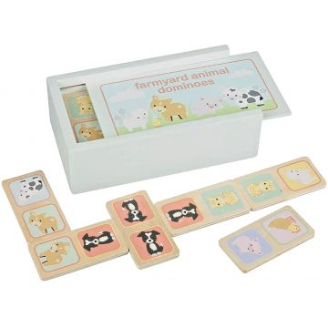 Domino din lemn Orange Tree Toys - Animale de fermă, 28 piese