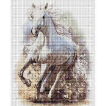 Goblen cu diamante Ideyka - Cal alb, 40 х 50 cm