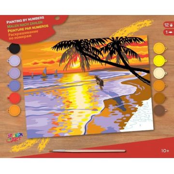 Kit de colorat după număr  KSG Crafts - Apus de soare hawaian