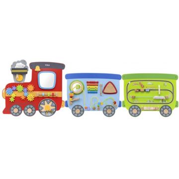 Placă activă din lemn Viga Toys - Tren, pentru perete