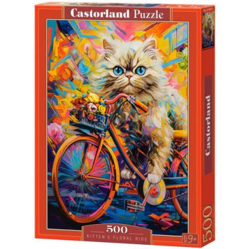 Puzzle Castorland din 500 piese - Călătoria plină de culoare a unei pisici