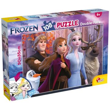 Puzzle cu două fețe Lisciani de colorat din 108 piese - Regatul Înghețat 2