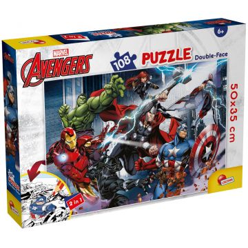 Puzzle cu două fețe Lisciani de colorat din 108 piese - The Avengers