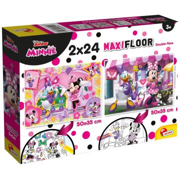Puzzle cu două fețe Lisciani de colorat din 2 х 24 piese - Minnie