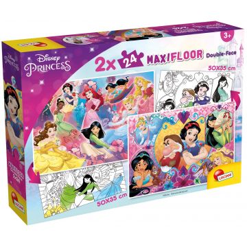 Puzzle cu două fețe Lisciani de colorat din 2 х 24 piese - Prințese