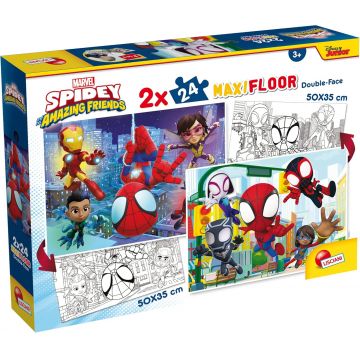 Puzzle cu două fețe Lisciani de colorat din 2 х 24 piese - Spidey