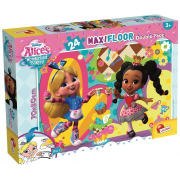 Puzzle cu două fețe Lisciani de colorat din 24 piese - Alice în Țara Minunilor cofetăriei