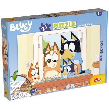 Puzzle cu două fețe Lisciani de colorat din 24 piese - Bluey