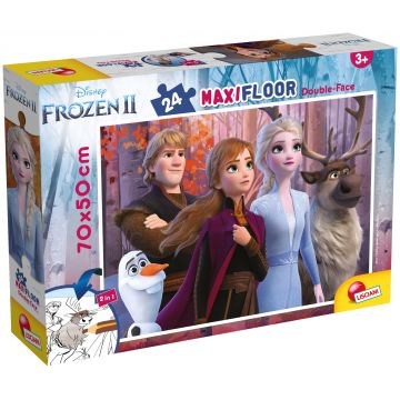 Puzzle cu două fețe Lisciani de colorat din 24 piese - Frozen 2