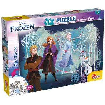 Puzzle cu două fețe Lisciani de colorat din 24 piese - Frozen
