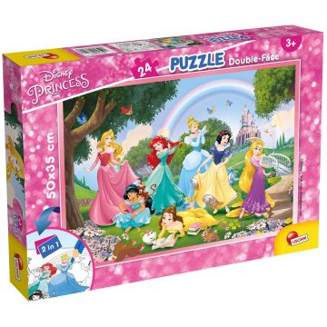 Puzzle cu două fețe Lisciani de colorat din 24 piese - Lumea curcubeului