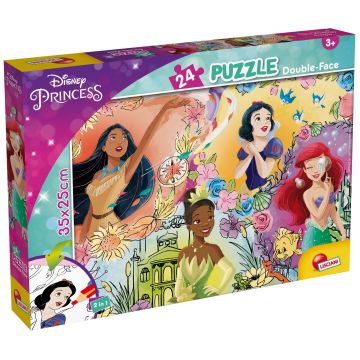 Puzzle cu două fețe Lisciani de colorat din 24 piese - Prințese
