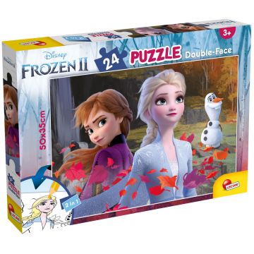 Puzzle cu două fețe Lisciani de colorat din 24 piese - Regatul Înghețat 2