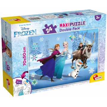 Puzzle cu două fețe Lisciani de colorat din 24 piese - Regatul Înghețat
