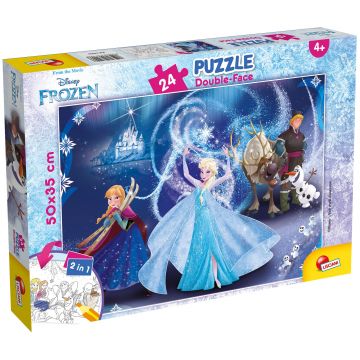 Puzzle cu două fețe Lisciani de colorat din 24 piese - Regatul Înghețat