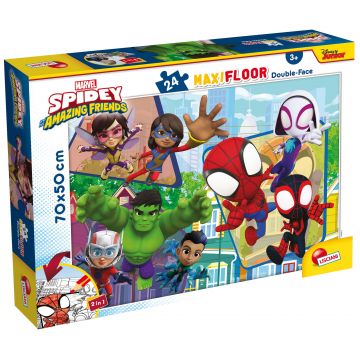 Puzzle cu două fețe Lisciani de colorat din 24 piese - Spidey