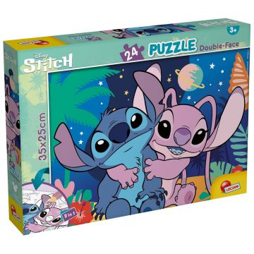 Puzzle cu două fețe Lisciani de colorat din 24 piese - Stitch and Angel