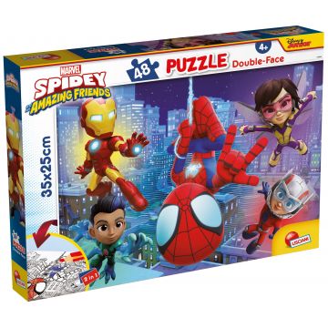 Puzzle cu două fețe Lisciani de colorat din 48 piese - Spidey
