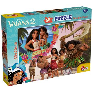 Puzzle cu două fețe Lisciani de colorat din 48 piese -  Vaiana 2