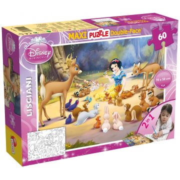 Puzzle cu două fețe Lisciani de colorat din 60 piese - Albă ca Zăpada