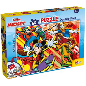 Puzzle cu două fețe Lisciani de colorat din 60 piese - Mickey Mouse