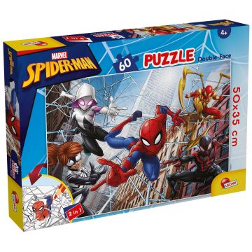 Puzzle cu două fețe Lisciani de colorat din 60 piese - Omul Păianjen în acțiune