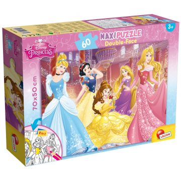 Puzzle cu două fețe Lisciani de colorat din 60 piese - Prințese
