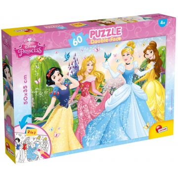 Puzzle cu două fețe Lisciani de colorat din 60 piese - Prințese Disney