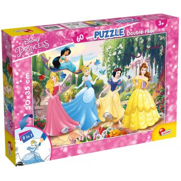 Puzzle cu două fețe Lisciani de colorat din 60 piese - Prințese