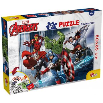 Puzzle cu două fețe Lisciani de colorat din 60 piese - Răzbunătorii în acțiune