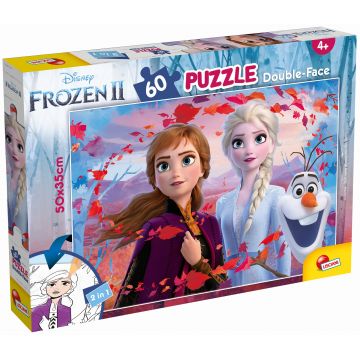Puzzle cu două fețe Lisciani de colorat din 60 piese - Regatul Înghețat 2