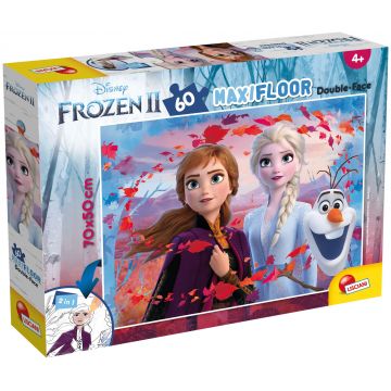 Puzzle cu două fețe Lisciani de colorat din 60 piese - Regatul Înghețat 2