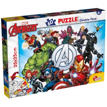 Puzzle cu două fețe Lisciani de colorat din 60 piese - The Avengers