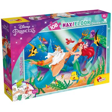 Puzzle cu două fețe Lisciani pentru colorare 108 piese - Mica Sirenă