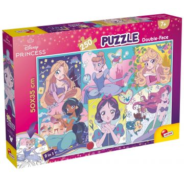 Puzzle cu două fețe Lisciani pentru colorare 250 piese - Prințese Manga