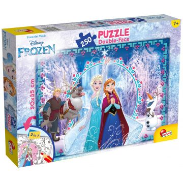 Puzzle cu două fețe Lisciani pentru colorare 250 piese - Regatul Înghețat