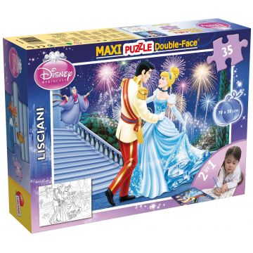 Puzzle cu două fețe Lisciani pentru colorare 35 piese - Cenușăreasa