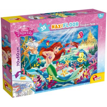 Puzzle cu două fețe Lisciani pentru colorare 35 piese - Mica Sirenă