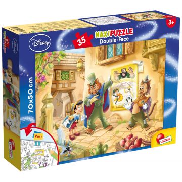 Puzzle cu două fețe Lisciani pentru colorare 35 piese - Pinocchio