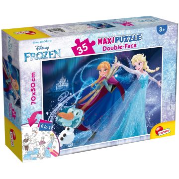 Puzzle cu două fețe Lisciani pentru colorare 35 piese - Regatul Înghețat