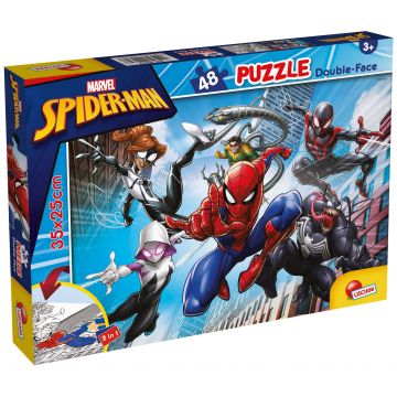 Puzzle cu două fețe Lisciani pentru colorare 48 piese - Omul Păianjen